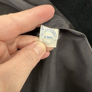 vintage 70s 2 PIECE VELVET SUIT skirt jacket rhinestone buttons midi black S M